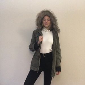 NORDSTROM green fur jacket